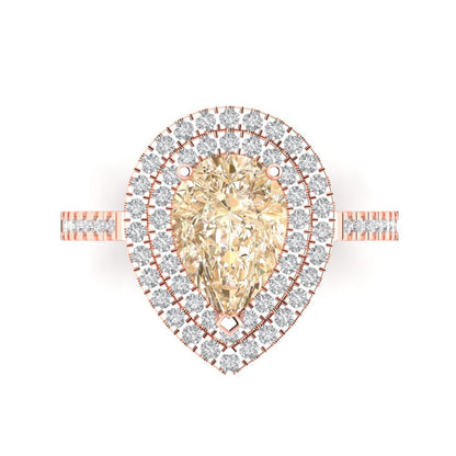 2.48 cttw Natural Morganite Hidden Halo Engagement Ring - Solid Rose Gold (VVS1, Pear Cut,10X7mm )