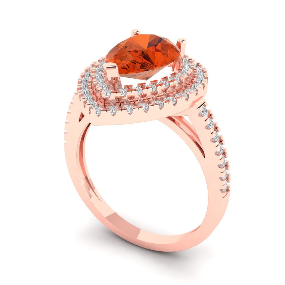 2.48 cttw Zirconia Simulated Red Diamond Hidden Halo Engagement Ring - Solid Rose Gold (VVS1, Pear Cut,10X7mm )