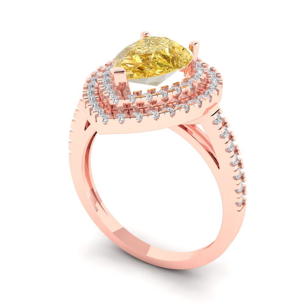 2.48 cttw Natural Citrine Hidden Halo Engagement Ring - Solid Rose Gold (VVS1, Pear Cut,10X7mm )