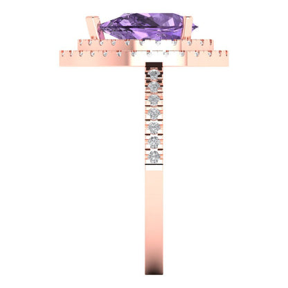 2.48 cttw Simulated Alexandrite Hidden Halo Engagement Ring - Solid Rose Gold (VVS1, Pear Cut,10X7mm )