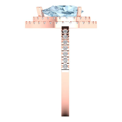 2.48 cttw Natural Swiss Blue Topaz Hidden Halo Engagement Ring - Solid Rose Gold (VVS1, Pear Cut,10X7mm )