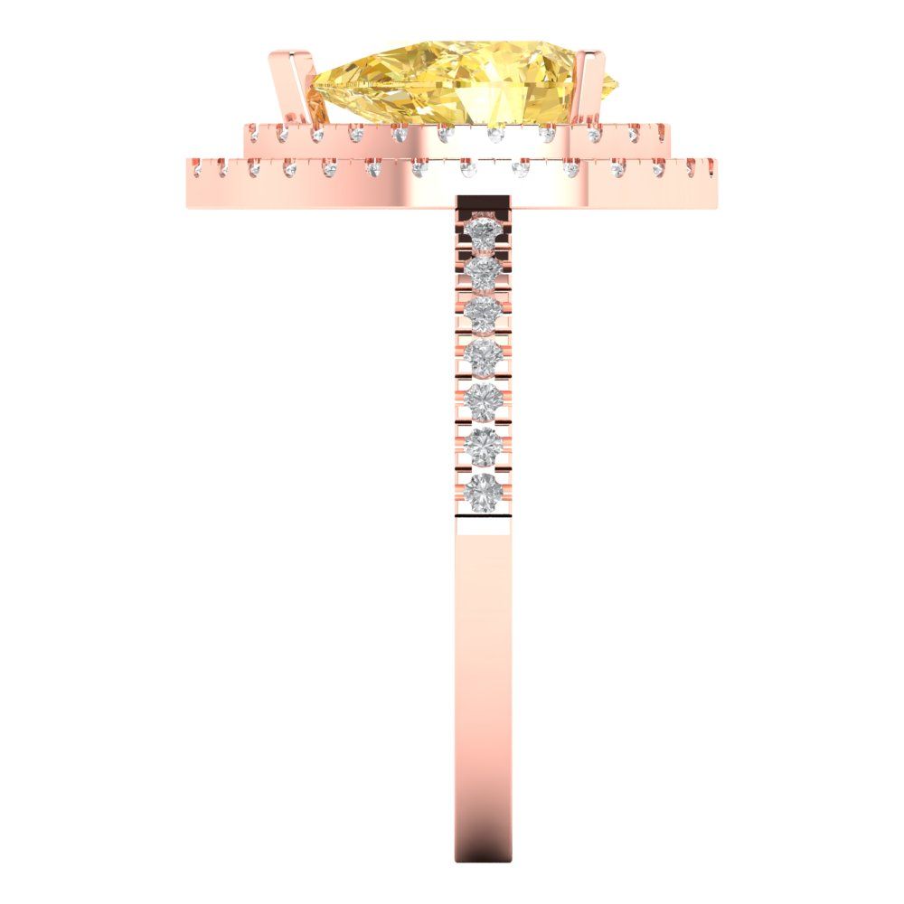 2.48 cttw Natural Citrine Hidden Halo Engagement Ring - Solid Rose Gold (VVS1, Pear Cut,10X7mm )
