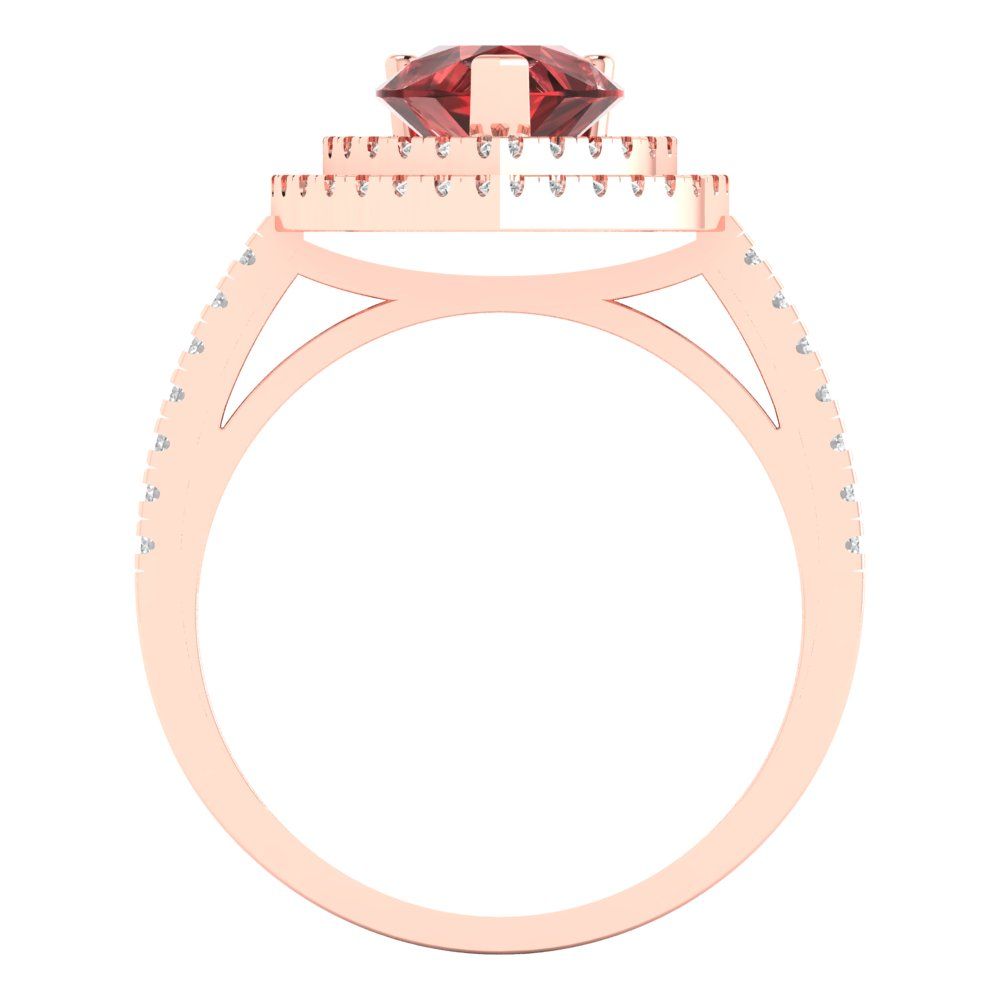 2.48 cttw Natural Garnet Hidden Halo Engagement Ring - Solid Rose Gold (VVS1, Pear Cut,10X7mm )