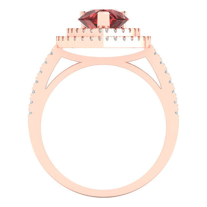 2.48 cttw Natural Garnet Hidden Halo Engagement Ring - Solid Rose Gold (VVS1, Pear Cut,10X7mm )