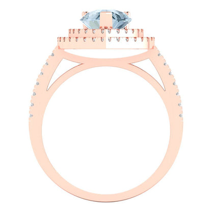 2.48 cttw Natural Swiss Blue Topaz Hidden Halo Engagement Ring - Solid Rose Gold (VVS1, Pear Cut,10X7mm )