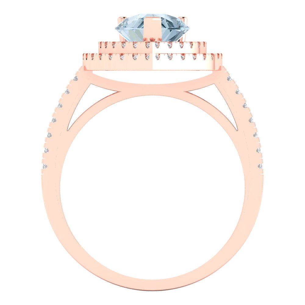 2.48 cttw Natural Sky Blue Topaz Hidden Halo Engagement Ring - Solid Rose Gold (VVS1, Pear Cut,10X7mm )