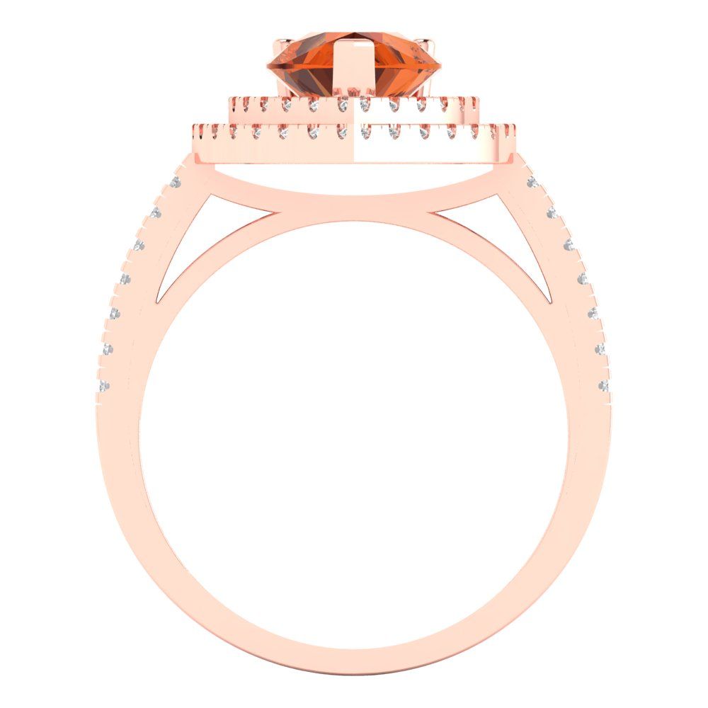2.48 cttw Simulated Pink Tourmaline Hidden Halo Engagement Ring - Solid Rose Gold (VVS1, Pear Cut,10X7mm )
