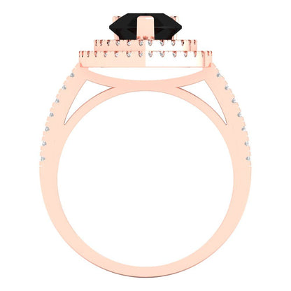 2.48 cttw Natural Onyx Hidden Halo Engagement Ring - Solid Rose Gold (VVS1, Pear Cut,10X7mm )