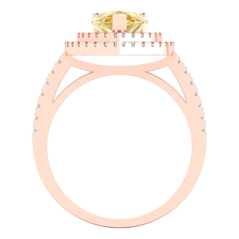 2.48 cttw Natural Citrine Hidden Halo Engagement Ring - Solid Rose Gold (VVS1, Pear Cut,10X7mm )