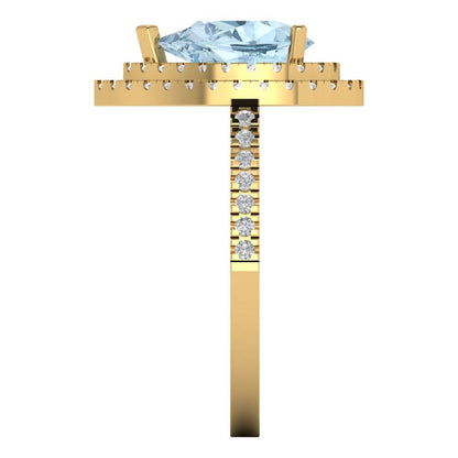 2.48 cttw Natural Sky Blue Topaz Hidden Halo Engagement Ring - Solid Yellow Gold (VVS1, Pear Cut,10X7mm )