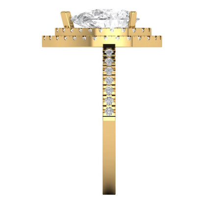 2.48 cttw Zirconia Simulated Diamond Hidden Halo Engagement Ring - Solid Yellow Gold (VVS1, Pear Cut,10X7mm )