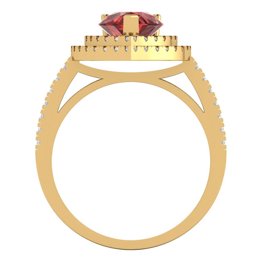 2.48 cttw Natural Garnet Hidden Halo Engagement Ring - Solid Yellow Gold (VVS1, Pear Cut,10X7mm )