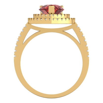 2.48 cttw Natural Garnet Hidden Halo Engagement Ring - Solid Yellow Gold (VVS1, Pear Cut,10X7mm )