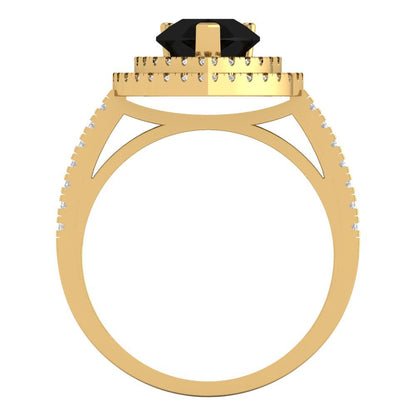 2.48 cttw Natural Onyx Hidden Halo Engagement Ring - Solid Yellow Gold (VVS1, Pear Cut,10X7mm )
