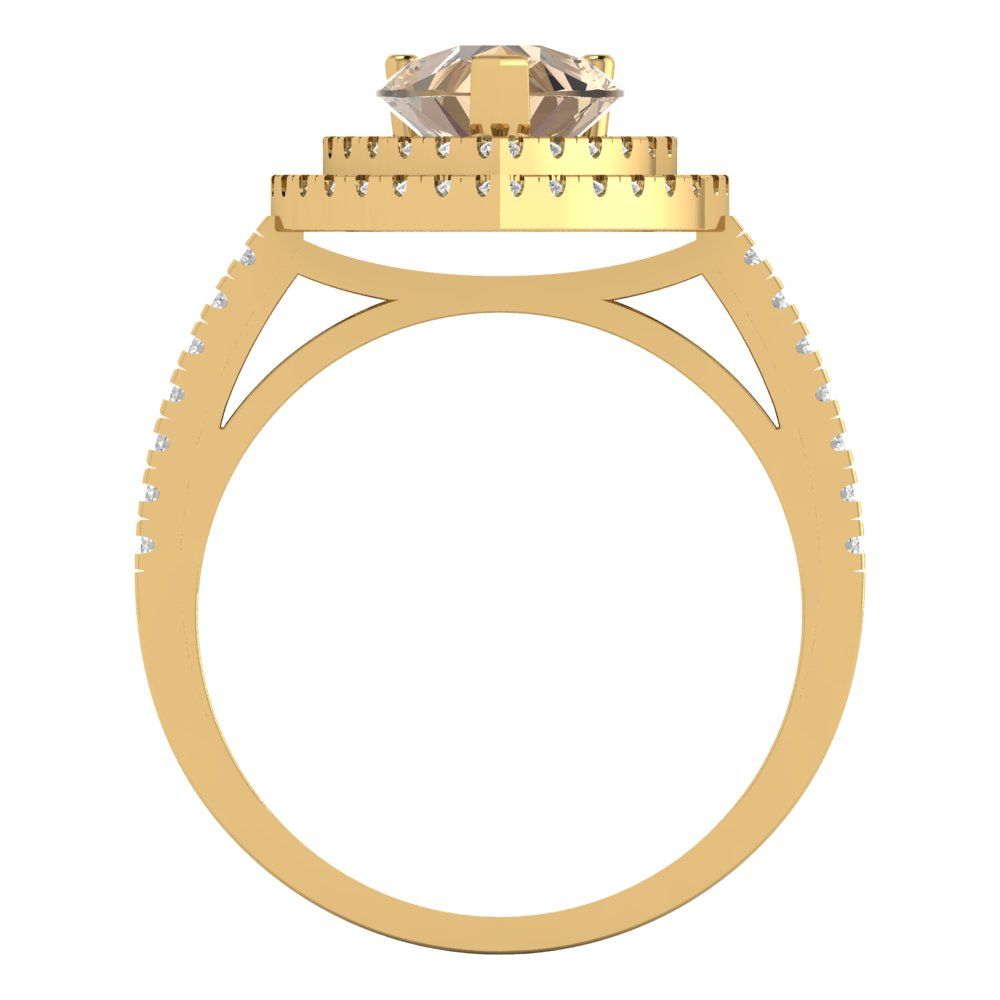 2.48 cttw Yellow Moissanite Hidden Halo Engagement Ring - Solid Yellow Gold (VVS1, Pear Cut,10X7mm )