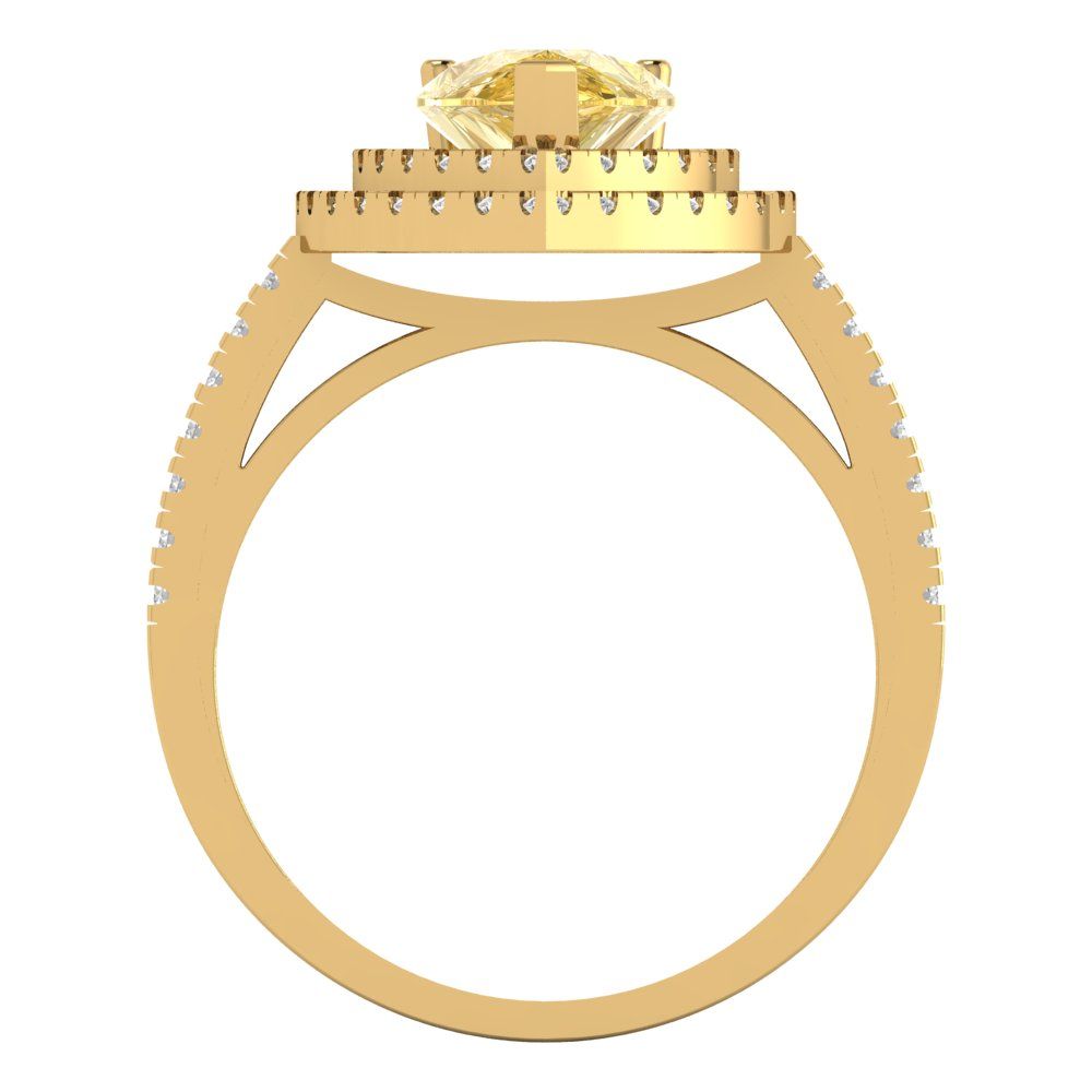 2.48 cttw Natural Citrine Hidden Halo Engagement Ring - Solid Yellow Gold (VVS1, Pear Cut,10X7mm )