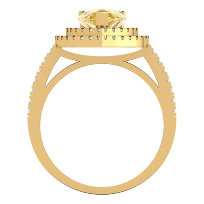 2.48 cttw Natural Citrine Hidden Halo Engagement Ring - Solid Yellow Gold (VVS1, Pear Cut,10X7mm )
