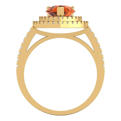 2.48 cttw Simulated Ruby Hidden Halo Engagement Ring - Solid Yellow Gold (VVS1, Pear Cut,10X7mm )