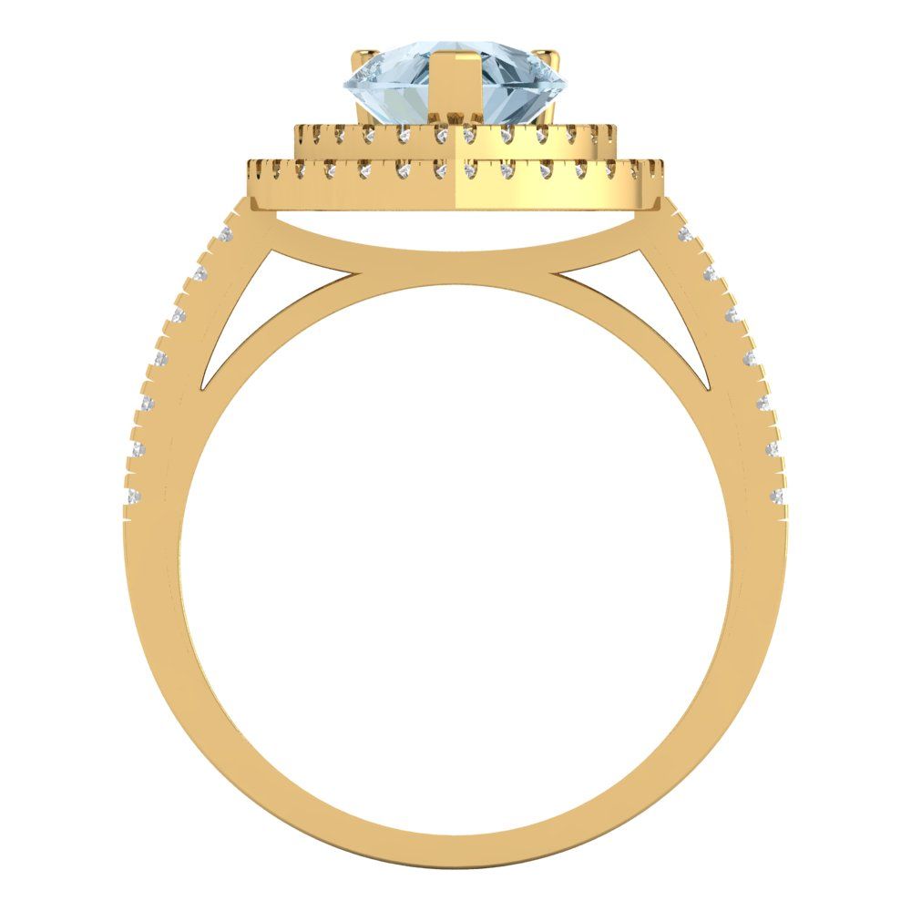 2.48 cttw Natural Sky Blue Topaz Hidden Halo Engagement Ring - Solid Yellow Gold (VVS1, Pear Cut,10X7mm )