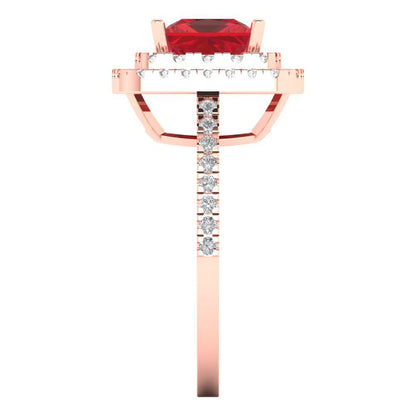 2.07 cttw Simulated Pink Tourmaline Hidden Halo Engagement Ring - Solid Rose Gold (VVS1, Princess Cut,6.5mm)