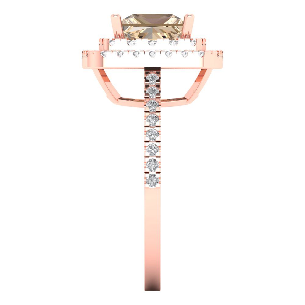 2.07 cttw Yellow Moissanite Hidden Halo Engagement Ring - Solid Rose Gold (VVS1, Princess Cut,6.5mm)
