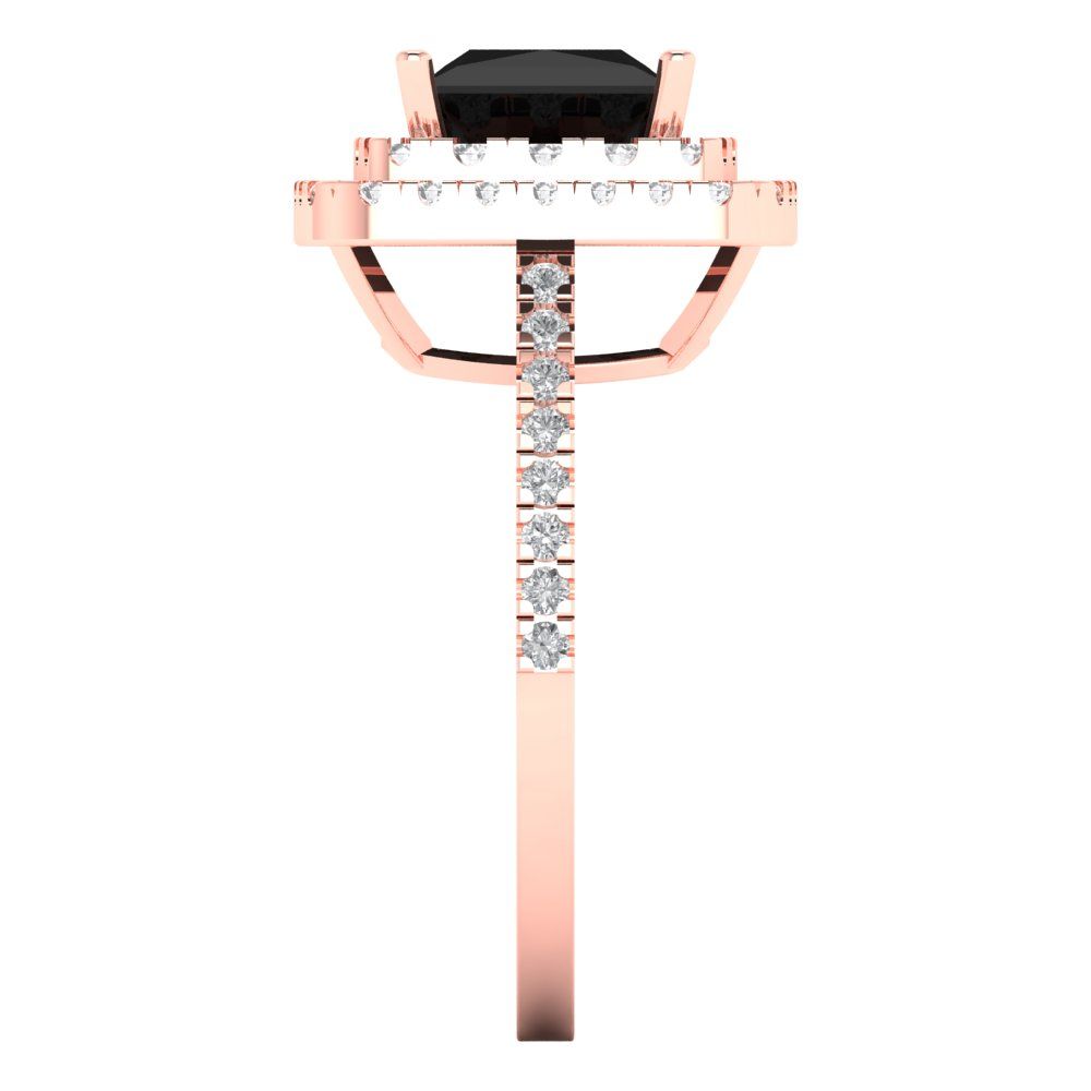 2.07 cttw Natural Onyx Hidden Halo Engagement Ring - Solid Rose Gold (VVS1, Princess Cut,6.5mm)