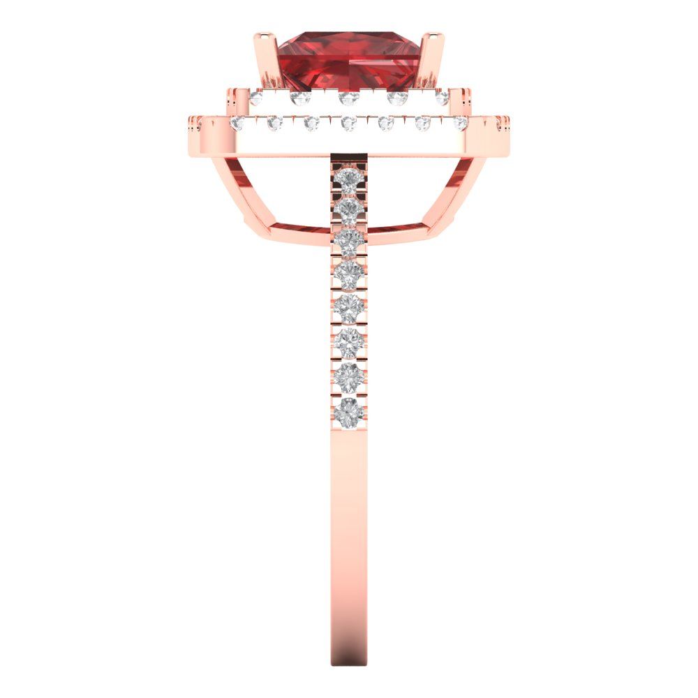 2.07 cttw Natural Garnet Hidden Halo Engagement Ring - Solid Rose Gold (VVS1, Princess Cut,6.5mm)