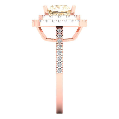2.07 cttw Natural Morganite Hidden Halo Engagement Ring - Solid Rose Gold (VVS1, Princess Cut,6.5mm)