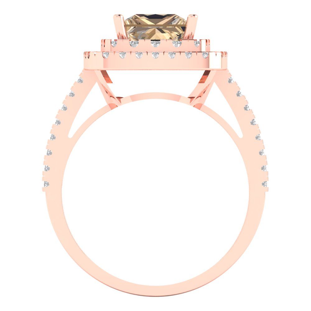 2.07 cttw Yellow Moissanite Hidden Halo Engagement Ring - Solid Rose Gold (VVS1, Princess Cut,6.5mm)