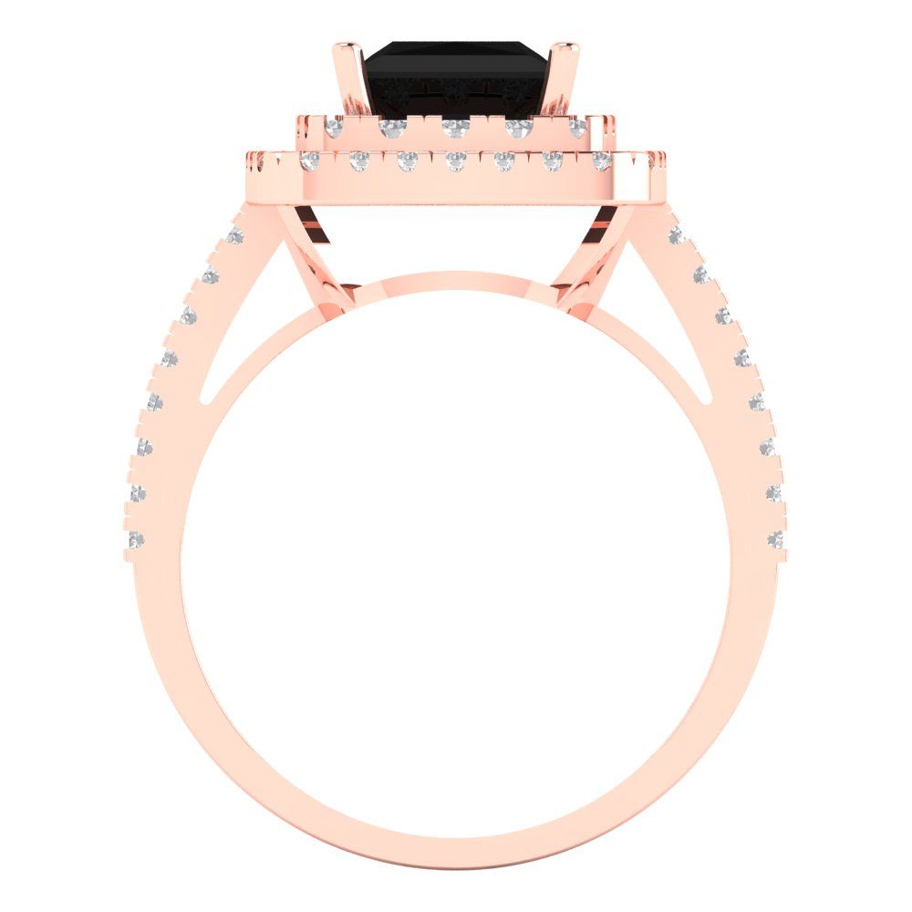 2.07 cttw Natural Onyx Hidden Halo Engagement Ring - Solid Rose Gold (VVS1, Princess Cut,6.5mm)