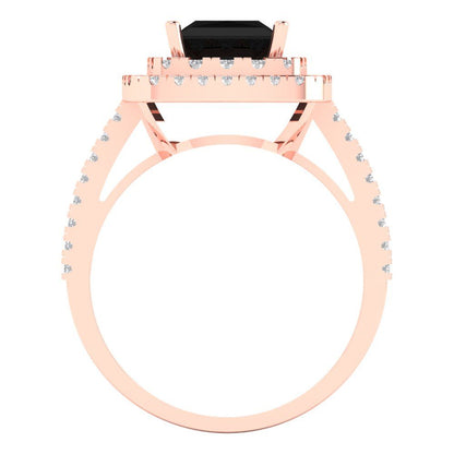 2.07 cttw Natural Onyx Hidden Halo Engagement Ring - Solid Rose Gold (VVS1, Princess Cut,6.5mm)