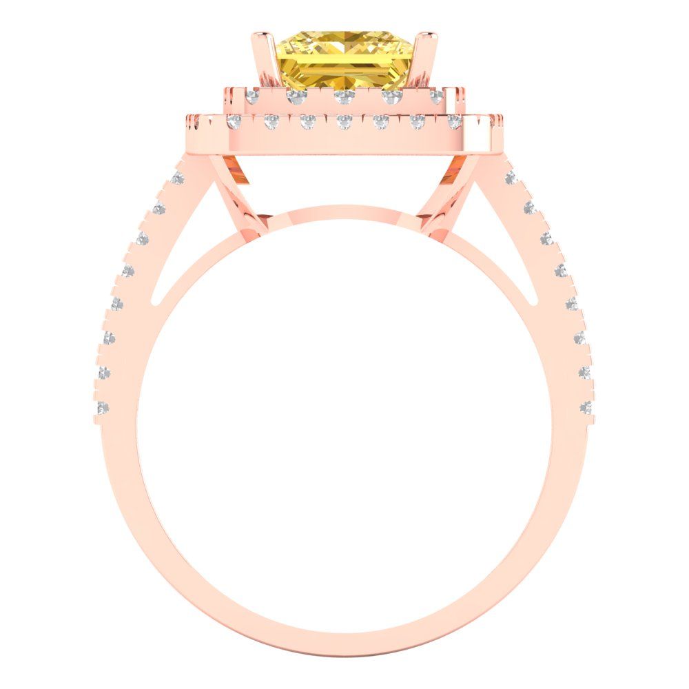 2.07 cttw Natural Citrine Hidden Halo Engagement Ring - Solid Rose Gold (VVS1, Princess Cut,6.5mm)
