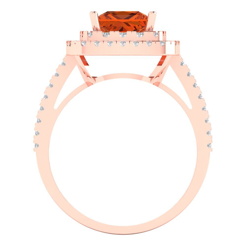 2.07 cttw Zirconia Simulated Red Diamond Hidden Halo Engagement Ring - Solid Rose Gold (VVS1, Princess Cut,6.5mm)