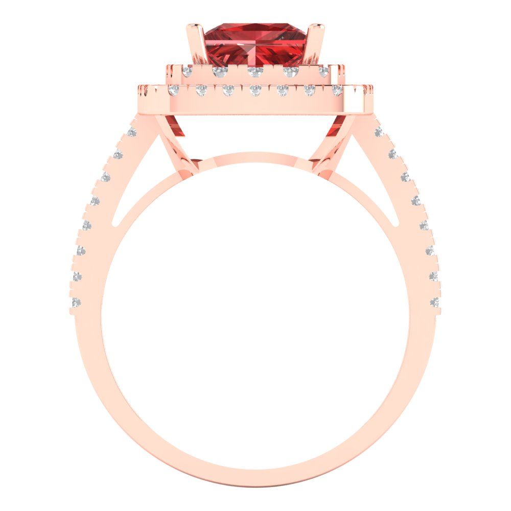 2.07 cttw Natural Garnet Hidden Halo Engagement Ring - Solid Rose Gold (VVS1, Princess Cut,6.5mm)