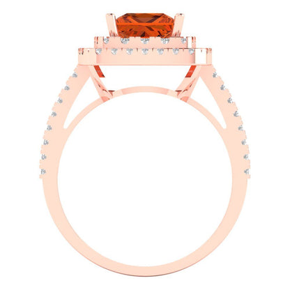 2.07 cttw Simulated Ruby Hidden Halo Engagement Ring - Solid Rose Gold (VVS1, Princess Cut,6.5mm)