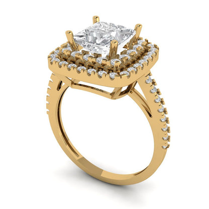 2.07 cttw Moissanite Hidden Halo Engagement Ring - Solid Yellow Gold (VVS1, Princess Cut,6.5mm)