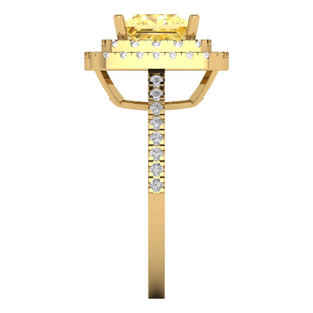 2.07 cttw Natural Citrine Hidden Halo Engagement Ring - Solid Yellow Gold (VVS1, Princess Cut,6.5mm)