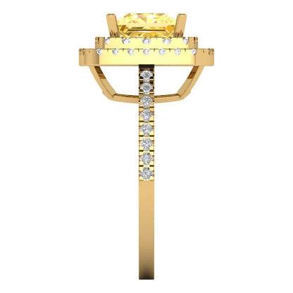 2.07 cttw Natural Citrine Hidden Halo Engagement Ring - Solid Yellow Gold (VVS1, Princess Cut,6.5mm)