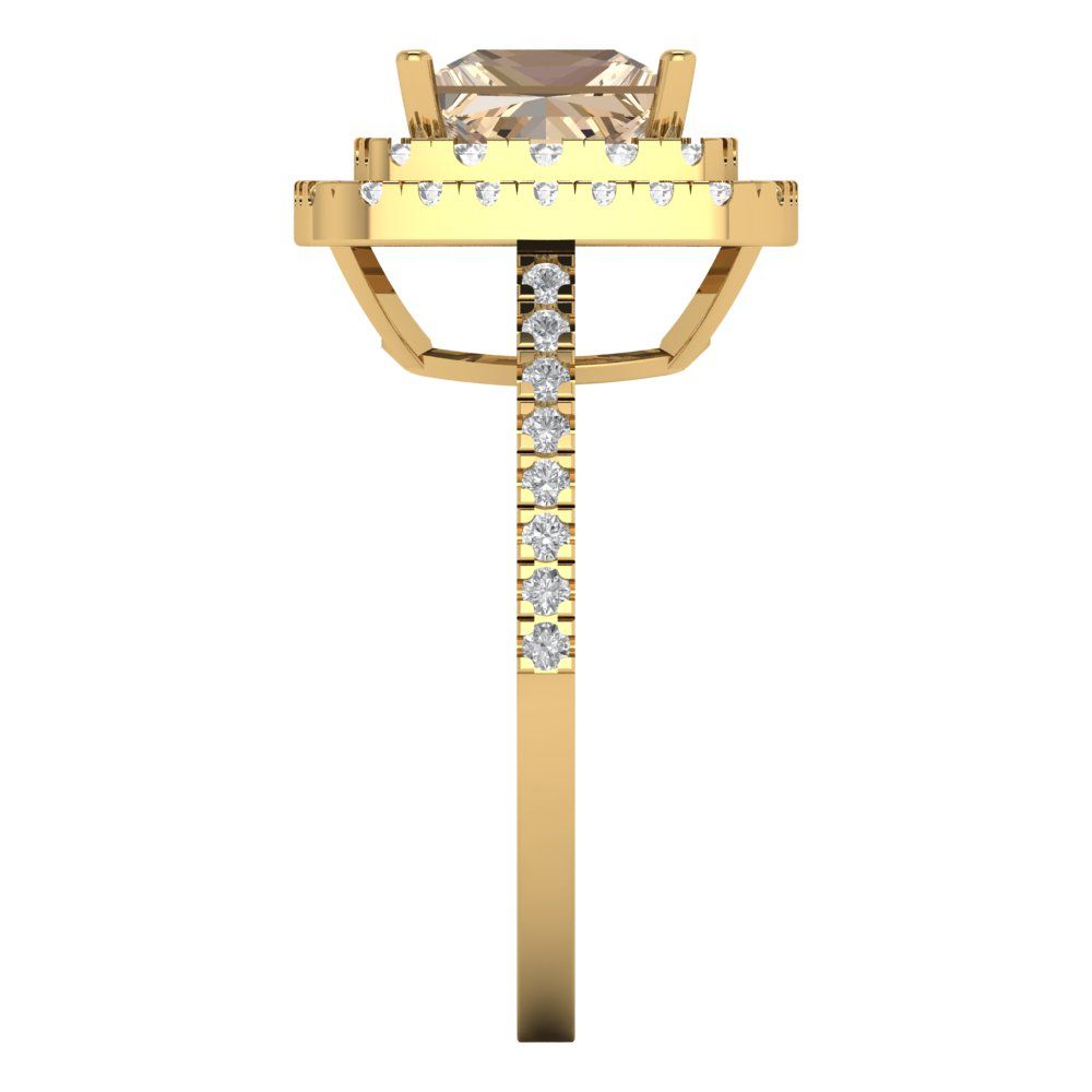 2.07 cttw Yellow Moissanite Hidden Halo Engagement Ring - Solid Yellow Gold (VVS1, Princess Cut,6.5mm)