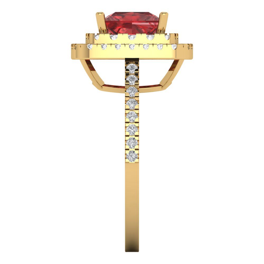 2.07 cttw Natural Garnet Hidden Halo Engagement Ring - Solid Yellow Gold (VVS1, Princess Cut,6.5mm)