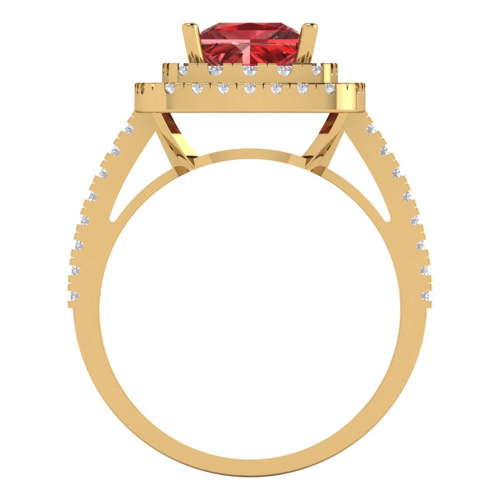 2.07 cttw Natural Garnet Hidden Halo Engagement Ring - Solid Yellow Gold (VVS1, Princess Cut,6.5mm)