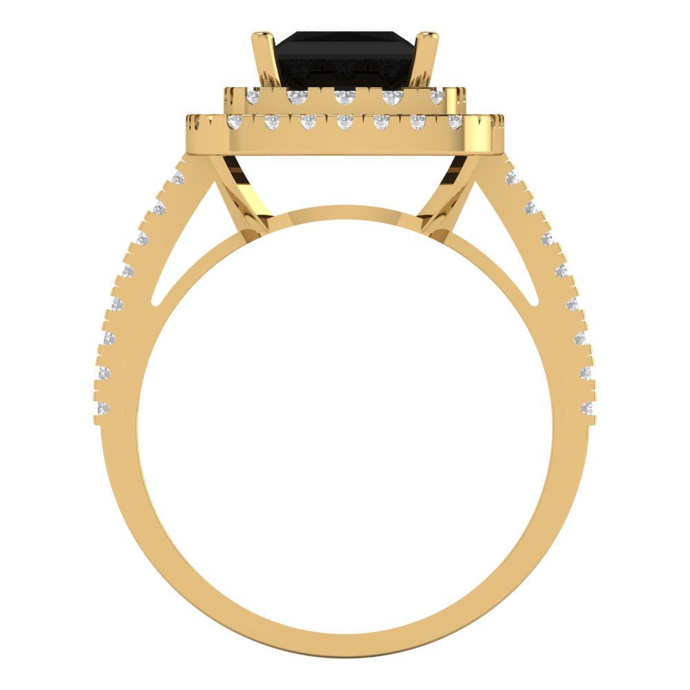 2.07 cttw Natural Onyx Hidden Halo Engagement Ring - Solid Yellow Gold (VVS1, Princess Cut,6.5mm)