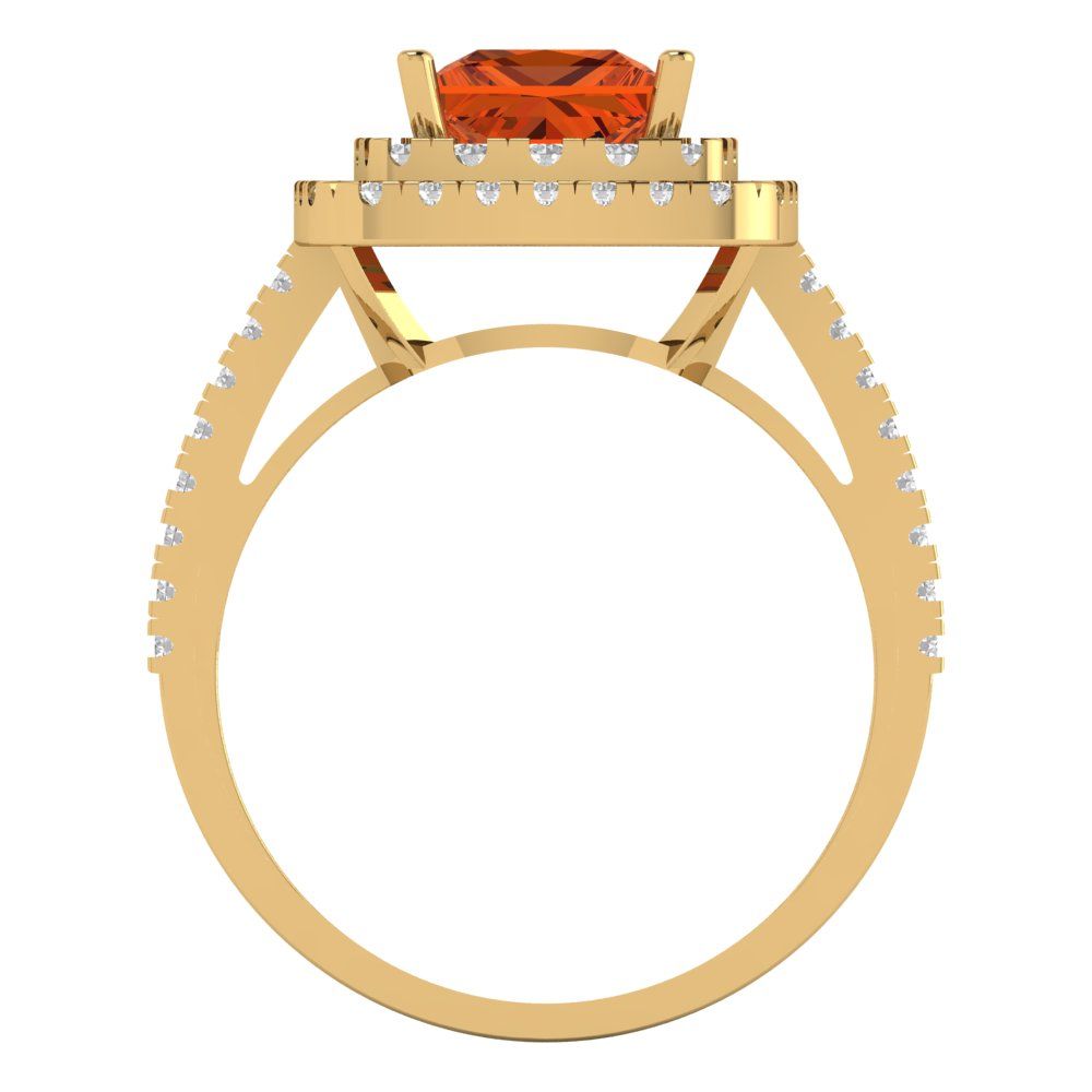 2.07 cttw Simulated Ruby Hidden Halo Engagement Ring - Solid Yellow Gold (VVS1, Princess Cut,6.5mm)