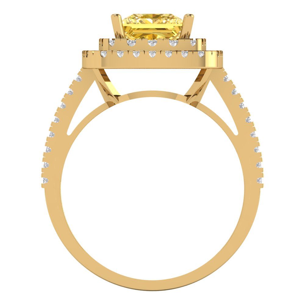 2.07 cttw Natural Citrine Hidden Halo Engagement Ring - Solid Yellow Gold (VVS1, Princess Cut,6.5mm)