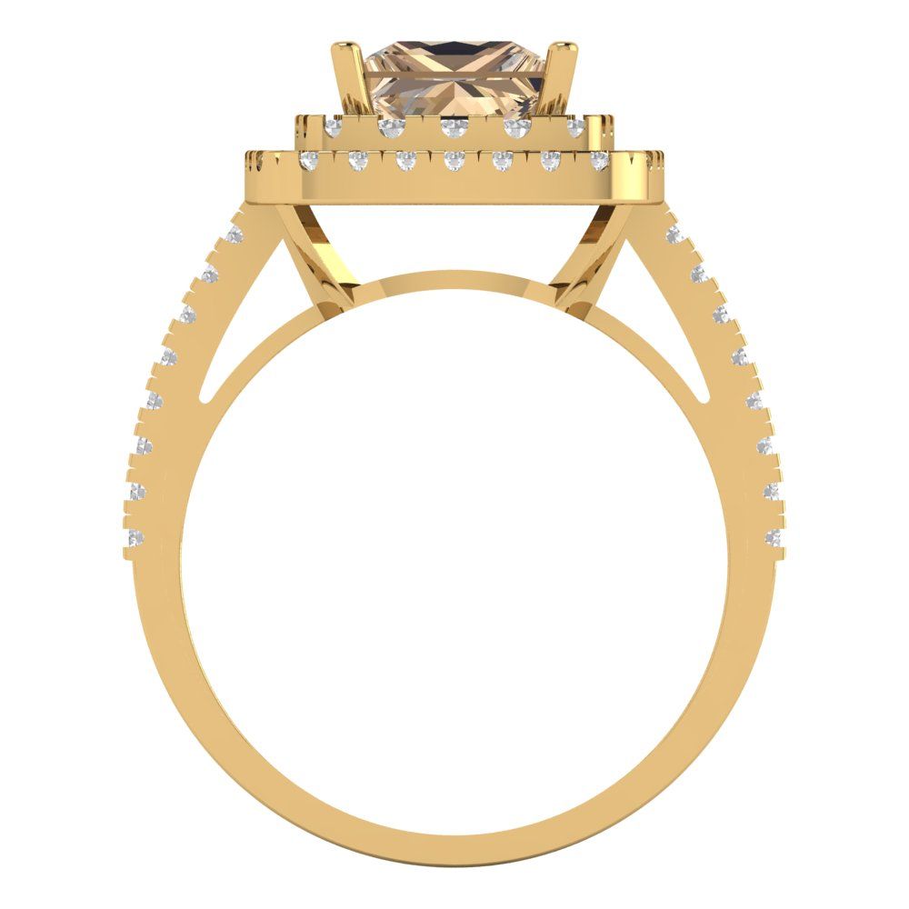 2.07 cttw Yellow Moissanite Hidden Halo Engagement Ring - Solid Yellow Gold (VVS1, Princess Cut,6.5mm)