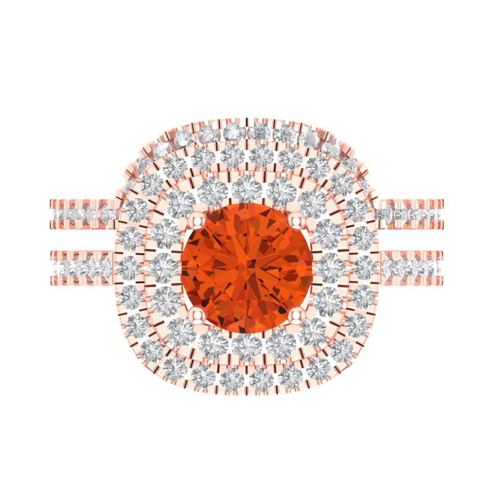 1.7825 cttw Round Cut Simulated Red Diamond Bridal Set - Solid Rose Gold Engagement Ring & Wedding Band