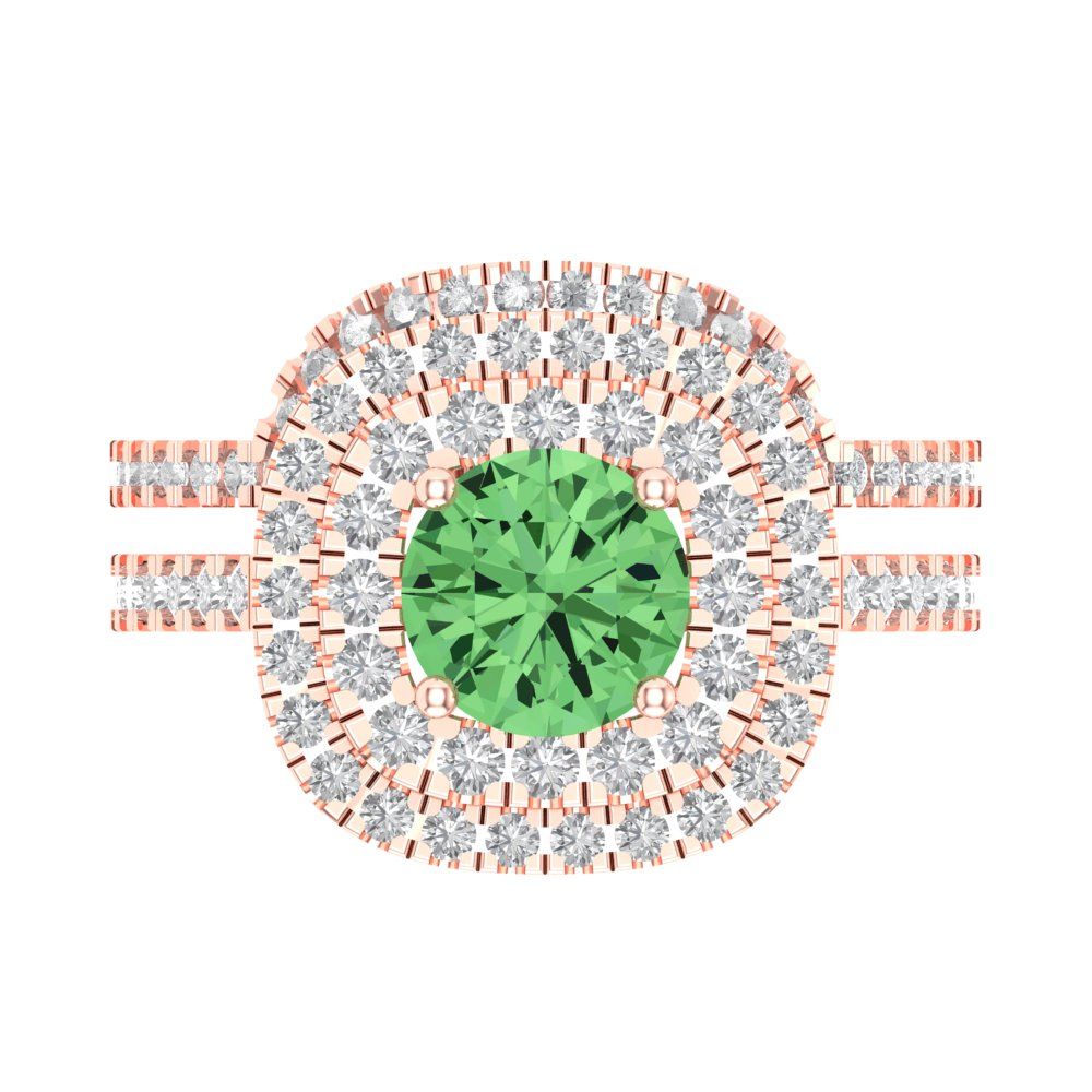 1.7825 cttw Round Cut Simulated Green Diamond Bridal Set - Solid Rose Gold Engagement Ring & Wedding Band