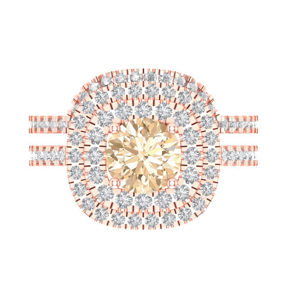 1.7825 cttw Round Cut Natural Morganite Bridal Set - Solid Rose Gold Engagement Ring & Wedding Band