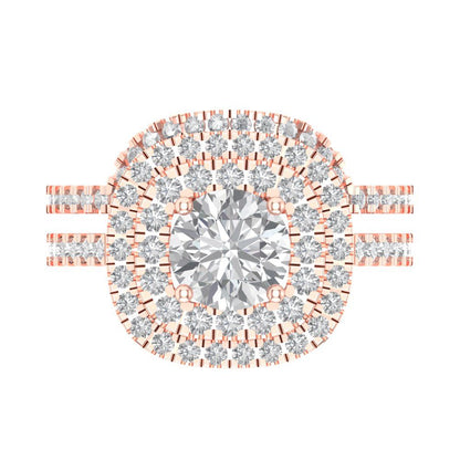 1.7825 cttw Round Cut Zirconia Simulated Diamond Bridal Set - Solid Rose Gold Engagement Ring & Wedding Band
