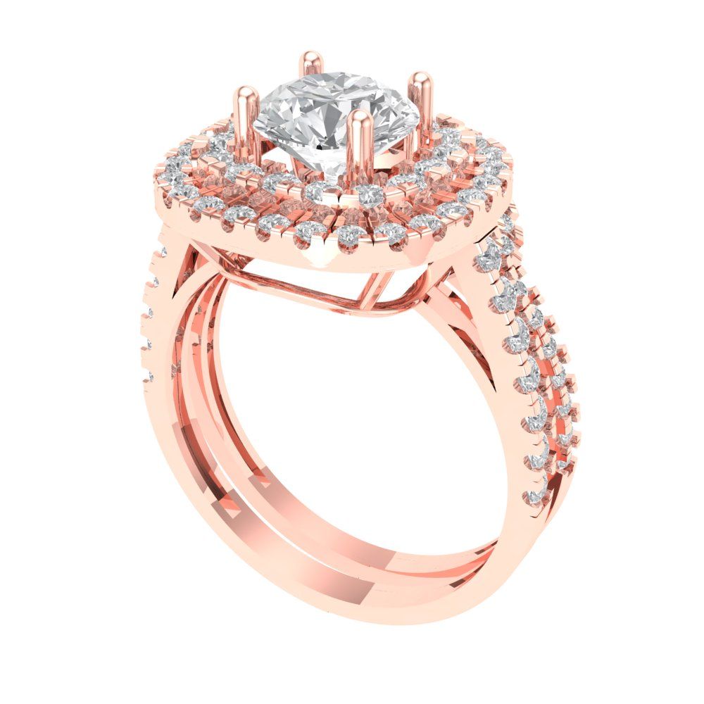 1.7825 cttw Round Cut Moissanite Bridal Set - Solid Rose Gold Engagement Ring & Wedding Band